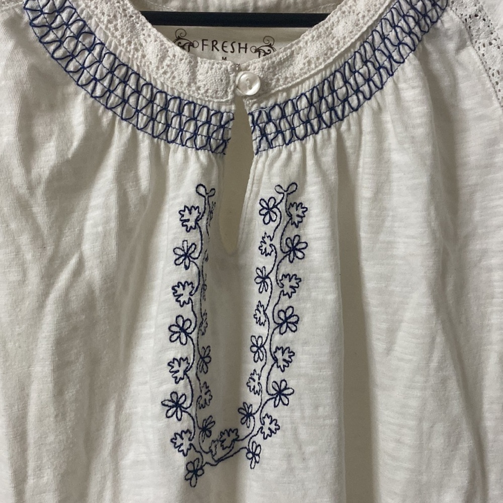 Fresh White Blue Boho Top - Picture 3 of 6